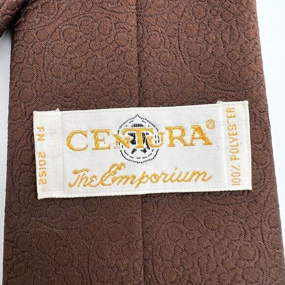 Vintage Centura The Emporium Tie Brown with Embossed Design - Picture 3 of 6